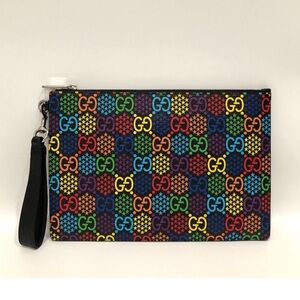 Gucci GG Supreme Psychedelic Zip Wristlet Clutch